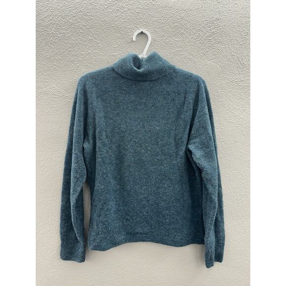 Orvis Womens Sweater Size Medium Blue Wool Blend Turtleneck Pullover - Picture 6 of 10